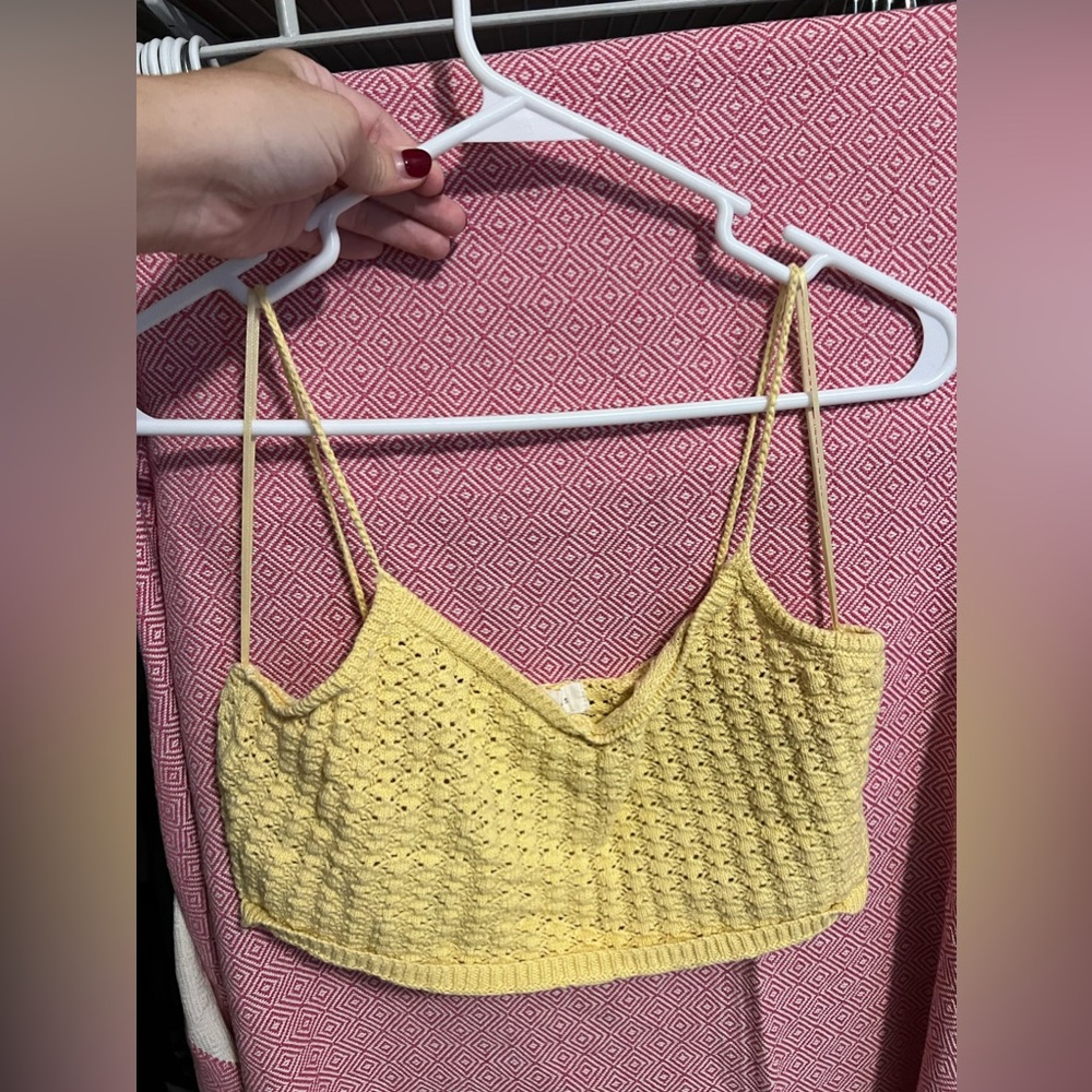 yellow crochet pacsun crop top